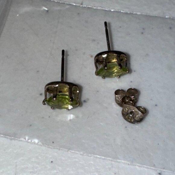 Sterling Silver Peridot Post Earrings - Picture 16 of 16